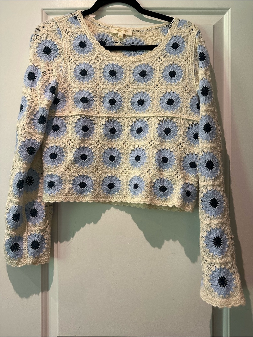Rebellion Crocheted Floral Crop Shirt